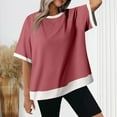 thumbnail image 1 of YHAJDS Women's Summer Tops Trendy Short Sleeve Ribbed Round Neck Loose Tee, 1 of 5