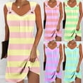 thumbnail image 1 of YHAJDS Women's Summer Vacation Beach Dress Floral Print Sleeveless V Neck Spaghetti Strap Dress, 1 of 5