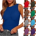 thumbnail image 1 of YHAJDS Women's Tank Tops Basic Undershirt Tanks Solid Color Round Neck Contoured Sleeveless Layering, 1 of 5