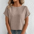 thumbnail image 1 of YHAJDS Women's Tops Short Sleeve Solid Color Round Neck Basic Tee Casual Spring Summer Shirt, 1 of 5