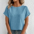 thumbnail image 1 of YHAJDS Women's Tops Short Sleeve Solid Color Round Neck Basic Tee Casual Spring Summer Shirt, 1 of 5
