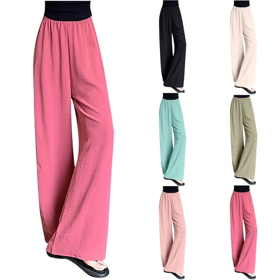 YHAJDS Women's Winter Trousers,Wide Leg Pants Woman Straight Leg Pants Solid Color High Waist Loose Full Length Pants Comfortable Pants for Women Daily Wear