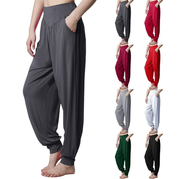 YHAJDS Women's Winter Trousers,Yoga Pants Women Womens Sweatpants Fabric High Elastic Pants with Pockets Loose Full Length Loungewear Sleep Pants