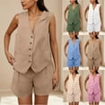 thumbnail image 1 of YHAJDS Womens 2 Piece Set Summer Lounge Outfits Sleeveless Solid Pleated Camisole Top Elastic Shorts, 1 of 5