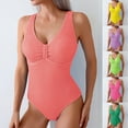 thumbnail image 1 of YHAJDS Womens Bathing suit Solid Color Racerback Tank One Piece Swimsuit, 1 of 5
