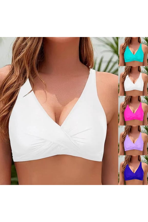 Womens Bikini Top Solid Color Back Front with Removable Padding