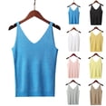 thumbnail image 1 of YHAJDS Womens Camisole Sleeveless Casual Shirts Solid Color V Neck Glitter Thread Knit Contoured Sleeveless Top, 1 of 5