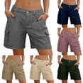 thumbnail image 1 of YHAJDS Womens Cargo Shorts High Waist Thin Multi Pockets Loose Wide Leg 5 Inches Summer Casual, 1 of 9