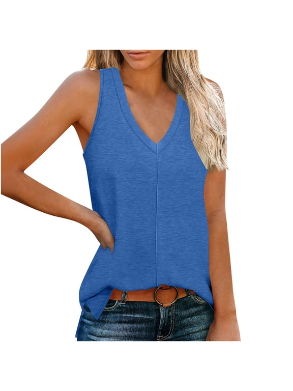 Womens Casual Blouse V Neck Solid Color Side Split Loose Fit Vacation Outing