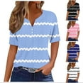 thumbnail image 1 of YHAJDS Womens Half Sleeve Tops Short Sleeve V Neck Button Down Abstract Print Tee Casual Blouse, 1 of 4