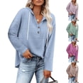 thumbnail image 1 of YHAJDS Womens Long Sleeve Tops Striped Hooded Button Drawstring Casual Spring Summer Top, 1 of 5