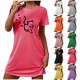 thumbnail image 1 of YHAJDS Womens Nightgowns Sleepwear Plus Size Short Print Round Neck Short Sleeve Nightie, 1 of 5