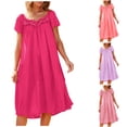 thumbnail image 1 of YHAJDS Womens Nightgowns Sleepwear Solid Color Summer Cool Mid Calf Sleep Dress, 1 of 5