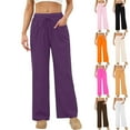 thumbnail image 1 of YHAJDS Womens Pajama Bottoms Solid Color Drawstring Straight Leg Long Pants, 1 of 5
