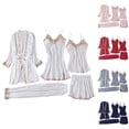 thumbnail image 1 of YHAJDS Womens Pajama Set 5 Piece Satin Look Lace Cami Robe Plus Size Loungewear, 1 of 4