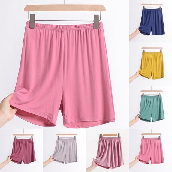 YHAJDS Womens Pajama Shorts Solid Thin Loose Sleep Home Lounge Wear Outdoor Casual Beach