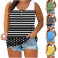thumbnail image 1 of YHAJDS Womens Plus Size Tank Tops Ribbed Tank Tops for Women Color Print Summer Button Detail Sleeveless Tee, 1 of 5