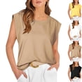 thumbnail image 1 of YHAJDS Womens Plus Size Tank Tops Solid Color Neck Sleeveless Loose Casual Cami, 1 of 5