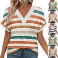 thumbnail image 1 of YHAJDS Womens Short Sleeve T Shirts V Neck Raglan Sleeve Print Casual Tee, 1 of 5