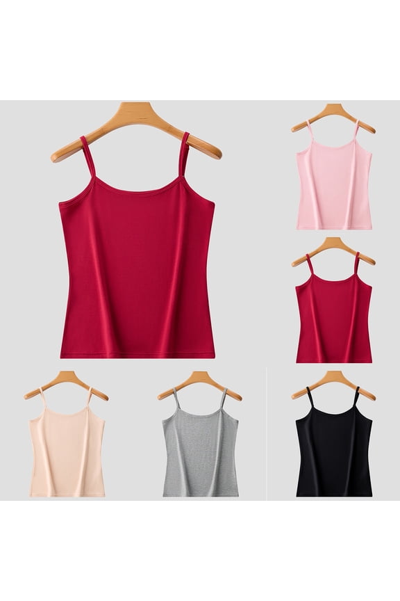 Womens Sleep Tank Top Sleeveless Pajamas Shirt Solid Color Adjustable Strap Camisole