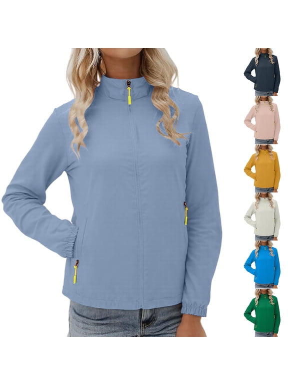 Womens Softshell Jacket Long Sleeve Collarless Windproof Outerwear For Travel Hiking Camping Coat