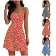 thumbnail image 1 of YHAJDS Womens Spaghetti Strap Dress Floral Print Backless Short Summer Sundress, 1 of 4