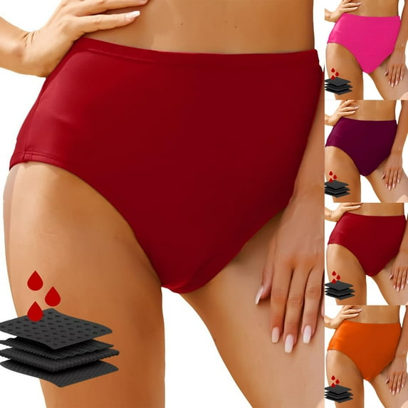YHAJDS Womens Swim Bottom High Waist Solid Color Swim Shorts For Period Use