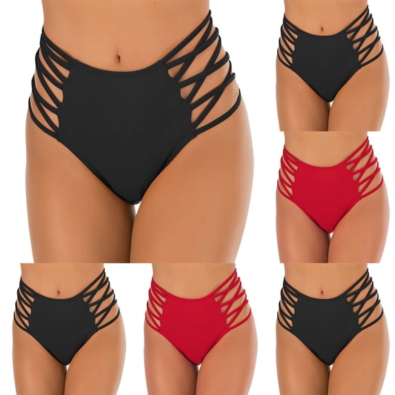 YHAJDS Womens Swim Bottom Solid Color Mid Brief