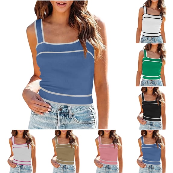 YHAJDS Womens Tank Tops Neck Knit Sleeveless Sweater Vest Wicking Fabric For Spring And Summer