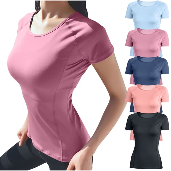 YHAJDS Womens Tank Tops Solid Color Round Neck Wicking Yoga Exercise Summer Blouse