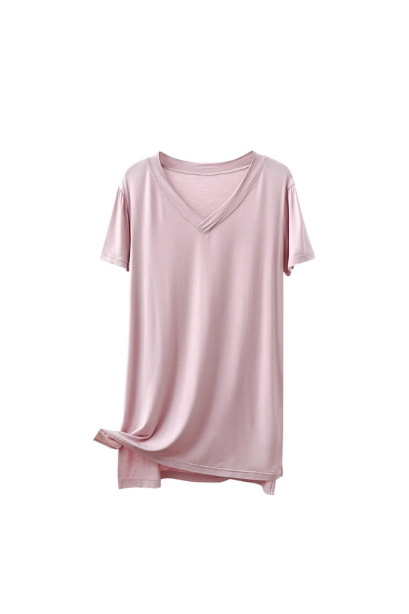 Womens Tops Short Sleeve V Neck Slim Longline Basic Tee Thin Sweet Style Casual Blouse