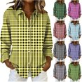 thumbnail image 1 of YHAJDS Womens Topss Plaid Print Breasted Long Sleeve Spring Summer Casual Shirt, 1 of 3