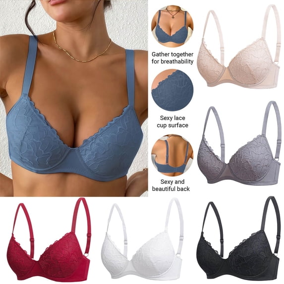 YHAJDS Womens Underwire Lace Bra Push Up Balconette Bra for Women Breathable