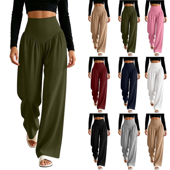 YHAJDS Womens Workout Gym Yoga Pant Solid Color Long Sports Trousers Built With Pockets Casual Pants