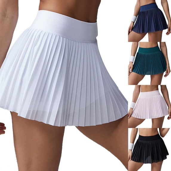 YHAJDS Womens Yoga Skirt With Built In Short Solid Color Tennis Workout Skirt Summer Active Wear
