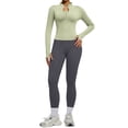 thumbnail image 1 of YHCY 2PC Womens Stretchy Yoga Matching Set Zip Up Long Sleeve Thumbhole Jacket Matching Elastic Waist Tummy Control Leggings Elegant Casual Soft Activewear Athletic Workout Clothes Light Green L, 1 of 9