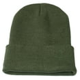 thumbnail image 1 of YHCY Unisex Ribbed Knitted Cuffed Hip Hop Cap Thick Warm Fall Winter Fashion Ski Hat Durable Thermal Skate Skull Cap Cold Weather Soft Beanies Windproof Comfy Cozy Skull Cap Army Green One Size, 1 of 1