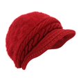 thumbnail image 1 of YHCY Womens Fluffy Knit Peaked Beret Hat Fall Winter Trendy Thick Warm Plush Snow Ski Caps with Visor Fuzzy Roomy Fit Newsboy Cap Chic Cable Casual Soft Thermal Hat Travel Gifting Hat Red One Size, 1 of 3