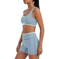 thumbnail image 1 of YHCY Womens Striped Workout Sets 2 Piece Double Layer Yoga Set Wide Strap Sports T Shirt Bra Elastic High Waisted Tummy Control Biker Shorts Stretchy Soft Lounge Athletic Sets Sky Blue Xl, 1 of 7