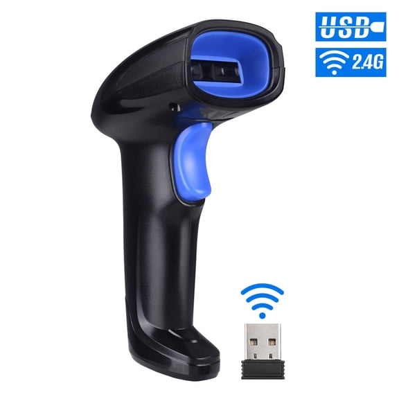 YHDAA 2-in-1 1D Wireless & Wired Barcode Scanner, Handheld Laser Barcode Reader with 1800mAh Rechargeable Battery, 300scans/sec for Warehouse, Retail, Logistics (6.4 inches / 16.3 cm)