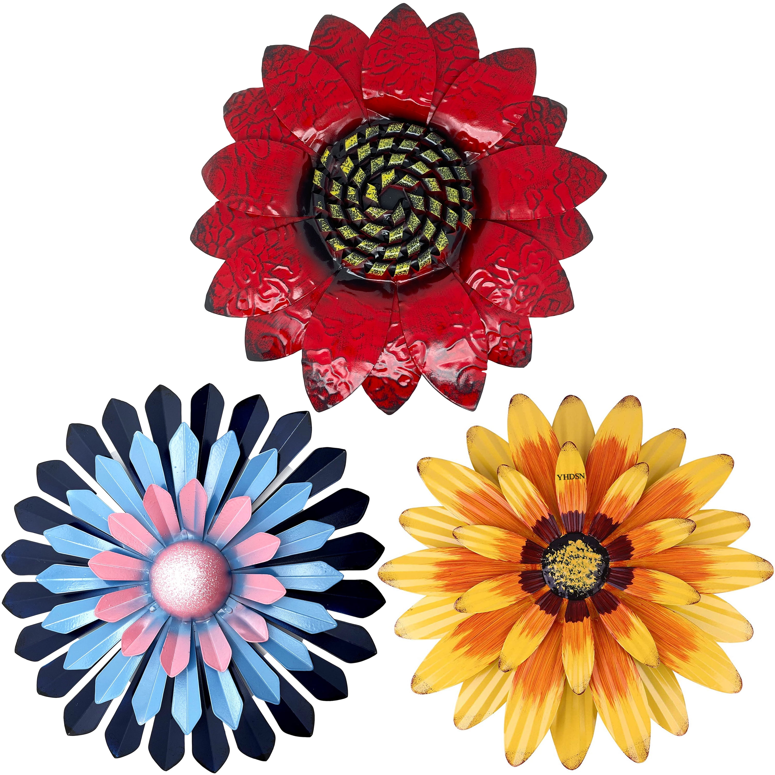 YHDSN 12.6" Metal Flower Wall Decor, Sunflower Outdoor Inspirational