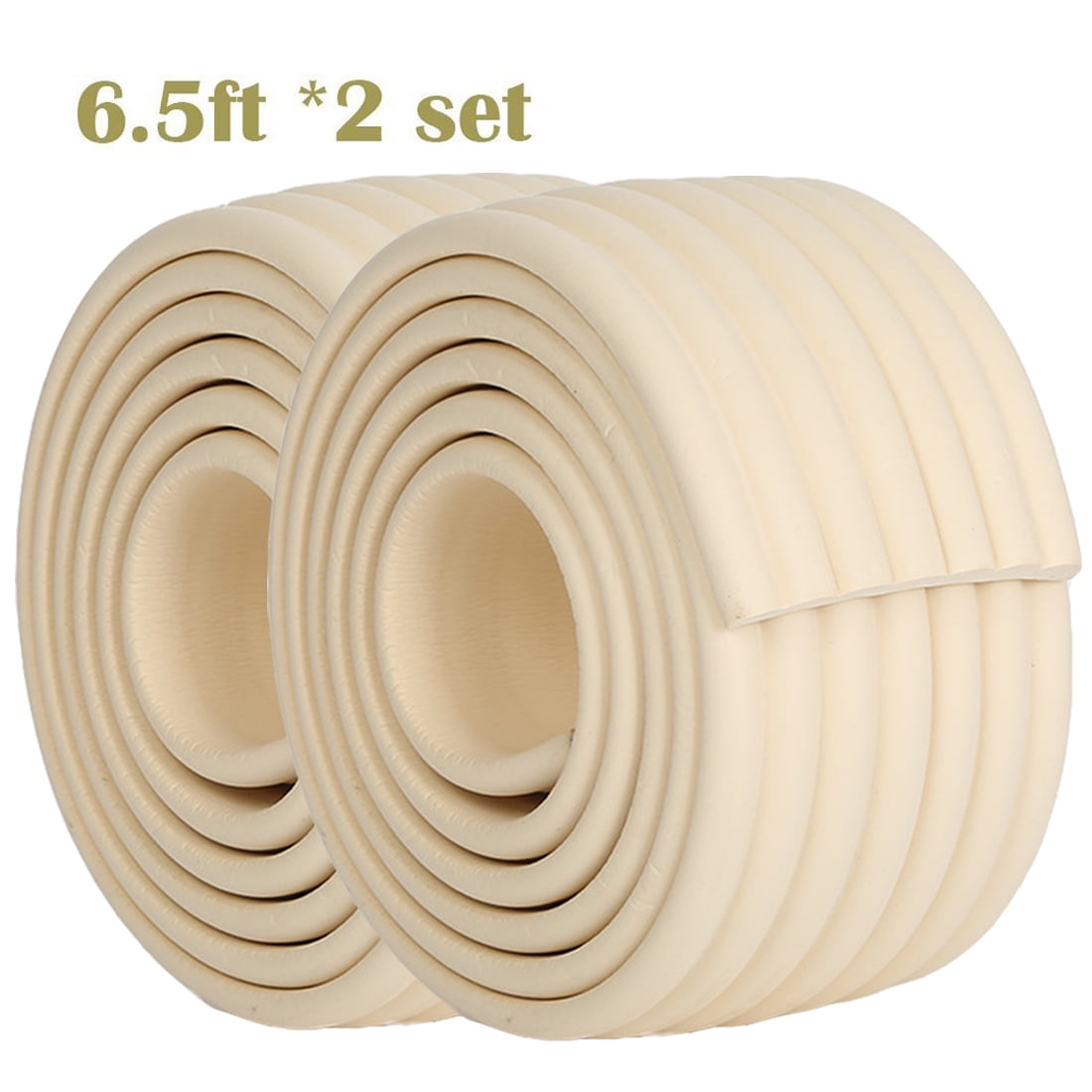 6.5 ft Multifunctional Extra Wide & Thick Baby Proofing Safety Bumper Soft  Edge Protectors Foam for Furniture Stairs Fireplace Windowsill Coverage  Guard Includes Double Sided Tape (Rice white) 