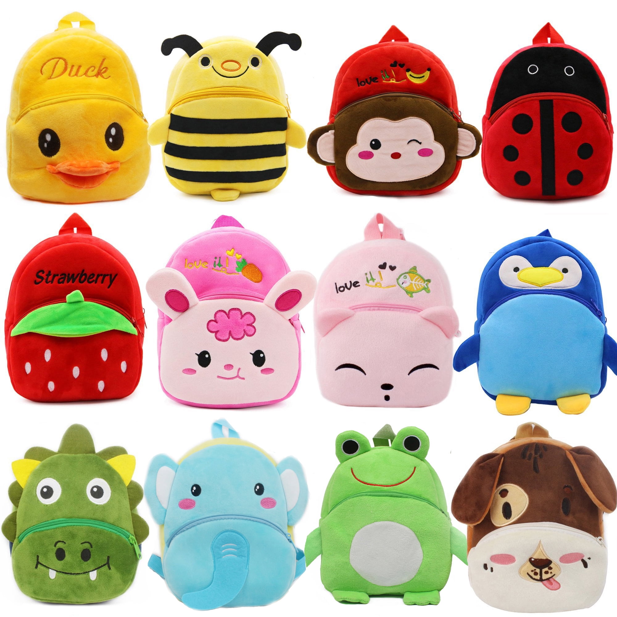 YHDSN Cute Toddler Backpack Baby Cartoon Zoo Animal Plush Small Preschool Shoulder Bag Kids Mini Nursery Kindergarten Travel Bag Christmas Birthday Gifts (Bee)