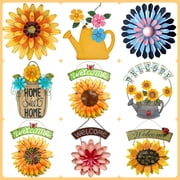 YHDSN Vintage Metal Sunflower Welcome Sign Handcrafts Hanging Decorative Yard Front Door Porch Cafe Store Inviting Wall Decor Outdoor Wreath for All Seasons (Butterfly A)
