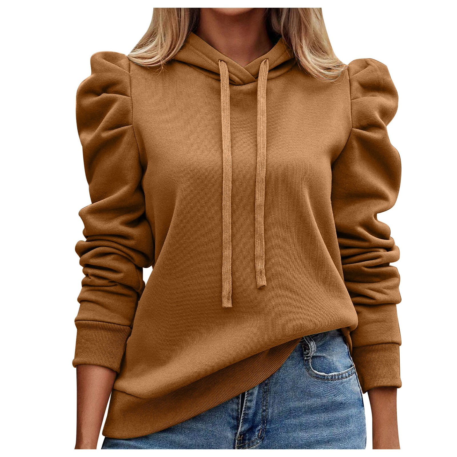 【COLOR iN ID】Basic Oran Padded Jumper YHGFVOKJ Hoodies for Women Solid Color Pullover Cute Slim