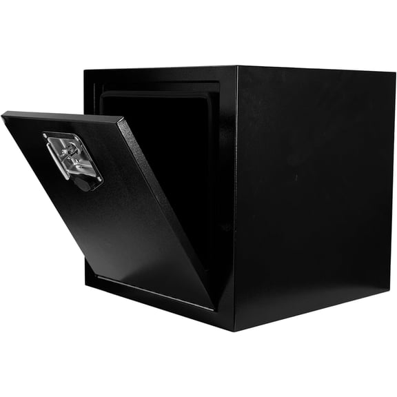 YHH 18" Underbody Steel Tool Box, 18x18x18, Lock/Keys, for Pickup/Truck Bed/RV/Trailer, Heavy Duty Waterproof Black