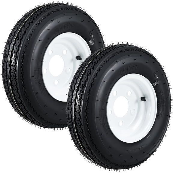 YHH 4.80-8 Trailer Tire & Wheel Assembly Load Range C 6PR, 5 Lug White Modular, 8", Set of 2 for Utility/Boat/Camper