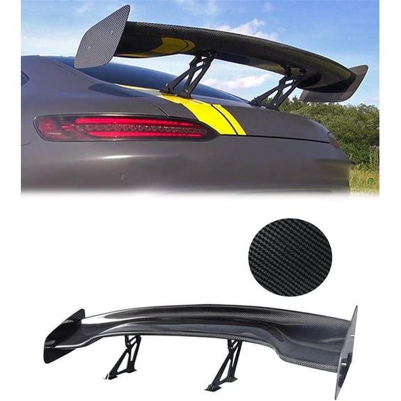 YHH 57" Universal Rear Trunk Spoiler Wing GT Racing Style Adjustable, Carbon Fiber Style Fit Sedan/Coupe/Hatchback