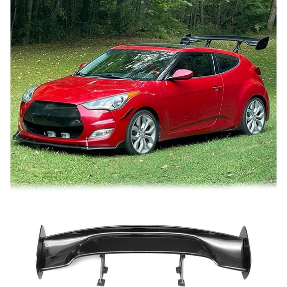 YHH 57" Universal Rear Trunk Spoiler Wing GT Racing Style  Adjustable, Glossy Black  Fit Sedan/Coupe/Hatchback