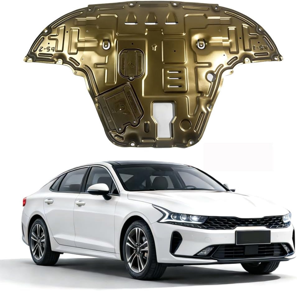 YHH Aluminum-Magnesium Alloy Engine Splash Shield – Fits KIA K5 2021-2025 – Heavy Duty Front Skid Plate for Radiator, Engine & Transmission – with Screw Hardware, Service Holes & Vent Design